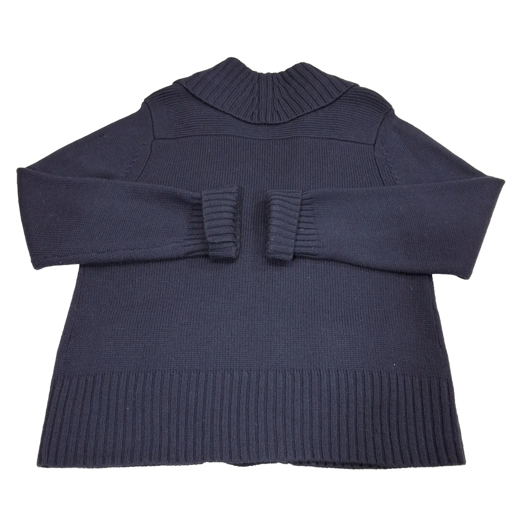 Victor Alfaro~Women Wool Chunky Cowl Neck Cardigan~Navy Nautical~LagenLook~ XL - Picture 5 of 8